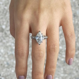 Michooyel S925 6ct Marquise Cut Cubic Zirconia Engagement Ring Wedding Promise Ring Sterling Silver Wedding Ring for Women