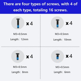 M3 Red Dot Screw Kit with T10 Installation Wrench, Compatible with RMSc/Holosun EPS Carry/ 407k/ 507k/ SCS, 10.9 Grade Carbon Steel, Black Oxidation Treated with Blue Anti Loosening Adhesive