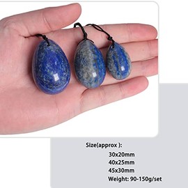 Nupuyai Nupuyai Lapis Lazuli Crystal Stone Yoni Eggs Set of 3, Drilled Massage Stone for Women Kegal Exercise Eggs Strengthen Pelvic Floor Muscles