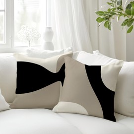 KAIOUS Black Beige Cream Pillow Covers, Black Beige Cream Decorative Throw Pillow Covers Cushion Covers for Couch Sofa Bed Living Room Bedroom 20x20 Inches Set of 4