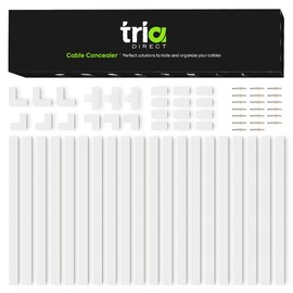 TRIADIRECT Cord Hiders for TV on Wall 315'' - Cord Cover Raceway Paintable Kit 1 or 2 Cable, White Cable Cover Channel - Cable and Cord Management Home and Office, Concealer, Self Adhesive Channel