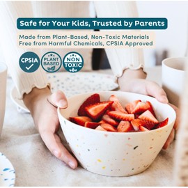 Nook Theory 4 Pack Bamboo Bowls - 22 Oz Reusable Bowl, Dishwasher Safe - Not Microwavable Bamboo Dishes (Pop)