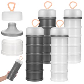 JOUTYFOR 4 Pcs Protein Powder Container to Go with Funnels Stand, 5 Compartments Stackable Protein Powder Dispenser for Workout, Fitness, Travel