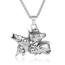 Unique Fish Urn Necklace For Ashes For Men Stainless Steel Cremation Jewelry Hold Loved One/Pet Ashes Keepsake Pendant Sympathy Gift For Dad (Silver)