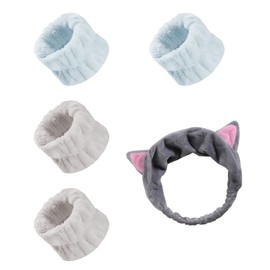 TBUQNZA Makeup Hair Band, Hair Band for Make-Up, 5 Pieces Women's Cosmetic Headband, Spa Face Headband, Wrist, Elastic Wrist Sweatband, for Face Cleaning, Beauty, Yoga