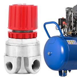 Válvula reguladora de Aire, válvula de Acero de Alta precisión 3 Orificios / 4 Orificios Control regulador de presión Accesorios para compresor de Aire(Rojo)
