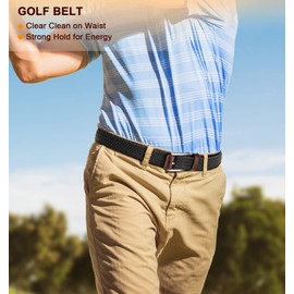 BULLIANT Belt for Men 2Pack,Mens Gift Stretch Braided Web Belt Elastic for Casual Golf Jeans,1 3/8"(Black/Antique Blue,32"-36" Waist Adjustable)