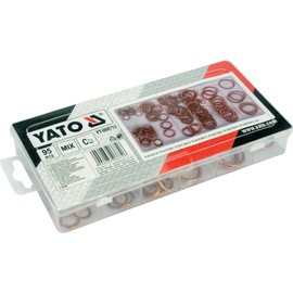 YATO Professional Copper O Ring Set, 95 Pieces in Assortment Box, Round Design, 8.4 - 20.2 mm, for Highest Loads, 7 Sizes, Copper Seals O-R