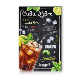 Cocktail Recipes 20 x 30 cm Aluminium Sign Decorative Metal Sign Decoration for Bar Counter Pub Kitchen Cafe Birthday Gift Recipe RV003 (14 Cuba Libre)