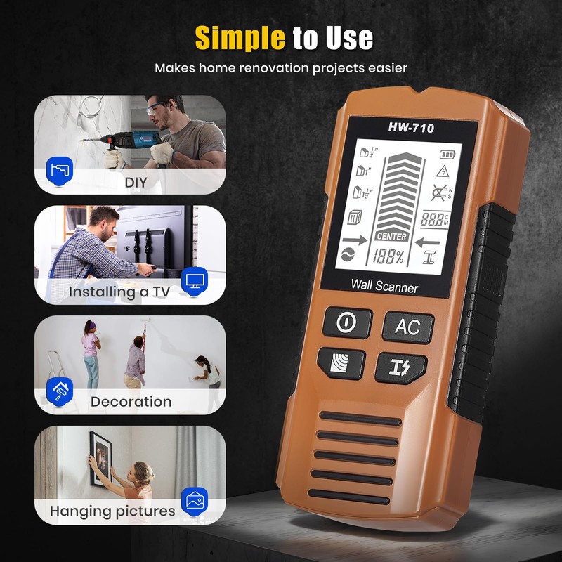 Stud Finder Wall Scanner, 7 in 1 Electronic Wall Finder