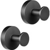 (2-Pack) Matte Black Towel Hooks Wall Mounted for Bathroom Bedroom,