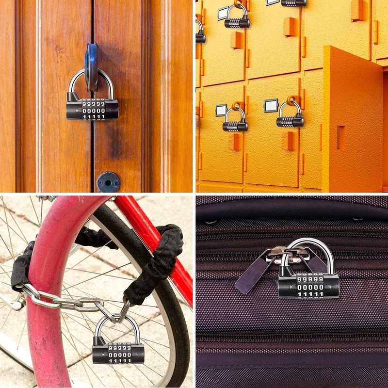 Zinc Alloy U-Shape Padlock, 5 Digit Dial Combination Password Code