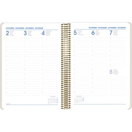 Q Kalon - 2026 Planner - Vertical Week View, A5 (15x21 cm), Annual Multilingual Agenda (ENG, FR, GER, SPA), Ring Binding, Cardboard Cover & Plastic Protector - Garden