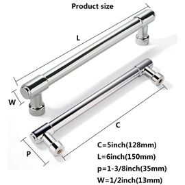 khtumeware 20 Pack Polished Chrome Cabinet Pulls 5 Inch(128MM) Hole Center Solid Chrome Drawer Pulls Dresser Handles Cabinet Hardware