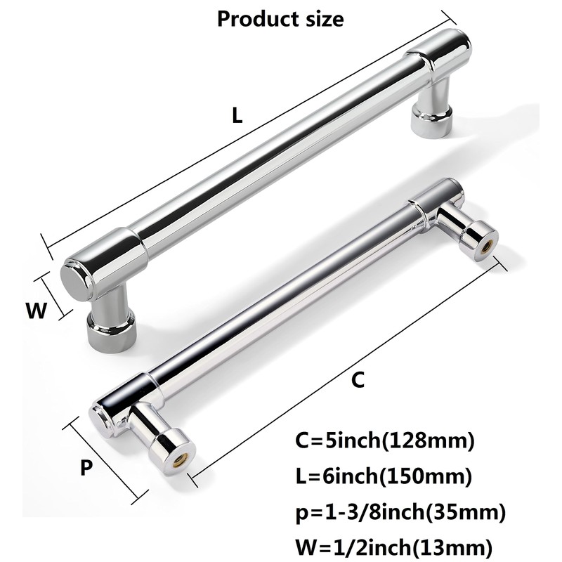 khtumeware 20 Pack Polished Chrome Cabinet Pulls 5 Inch(128MM) Hole