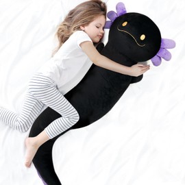 48 inch Giant Axolotl Plush Stuffed Animal, Big Black Axolotl Glow in The Dark Fluorescent Plushies, Jumbo Axolotl Body Pillow Gifts for Kids Adults, Birthday, Valentine's Day