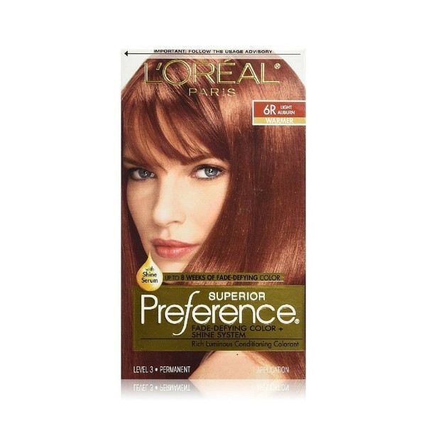 L'Oreal Paris Superior Preference Hair Color, 6R Light Auburn - 1 Ea (Pack of 3)