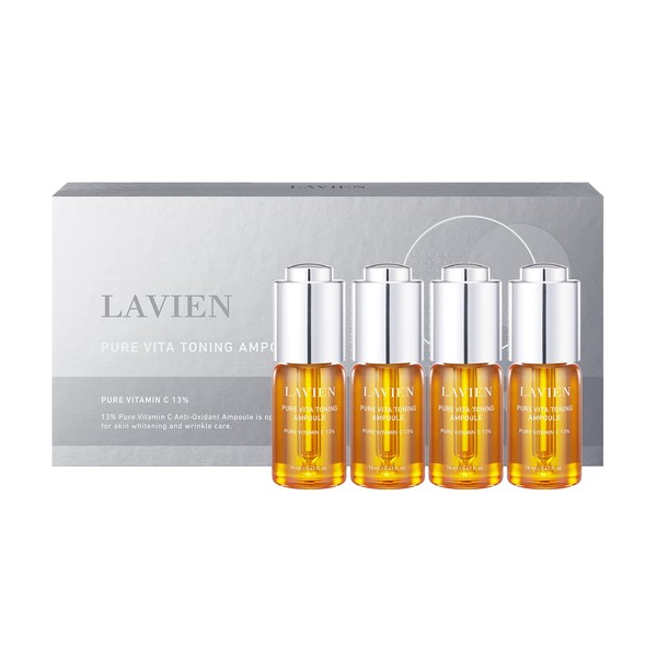 [LAVIEN] Pure Vita Toning Ampoule (0.47 fl. oz. (14ml) x 4ea, spuit x 2ea) - Concentrated Serum Ampoule with pure vitamin C(13%), Promoting Skin's Resilience for All Skin Types