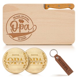 Unique Gift Idea for Grandpa: Wooden Breakfast Board with Engraving - Perfect 5-Piece Set for Christmas