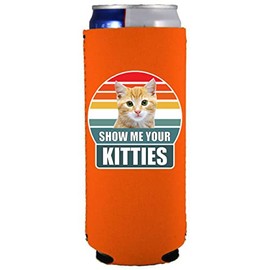 Show Me Your Kitties Slim Can Coolie (2 Pack, Orange)