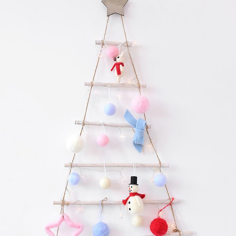 Wooden Hanging Ornaments with Star and Rope Decoration for Wall
