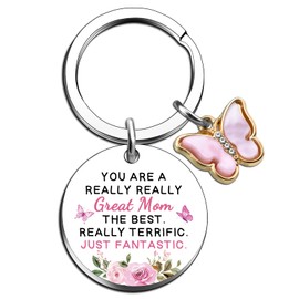 Best mom gifts from daughters Mothers Day Gifts for Moms Mother Birthday Gift- Great Mom Keychain Butterfly Present for women New Mama Mother Keychain for Women 2025 Unique Gift Idea for Mom from Son