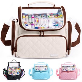 APOFFICE Large Marker Organizer Case Holds 150-200 Markers | Art Marker Storage Bag with Removable Dividers & Clear Top for Artists, Crafters & Travel - Pen, Pencil Alcohol Marker Holder - Art Supply