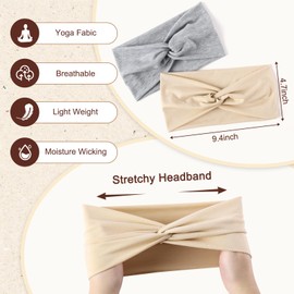6 Pcs Stretchy Sport Headbands for Women,Absorbed Sport Headband Soft Twist Knotted Headbands for Yoga, Workout Daily Life (6 Color2)(with 20 Free Hair Ties) ﻿ ﻿ ﻿