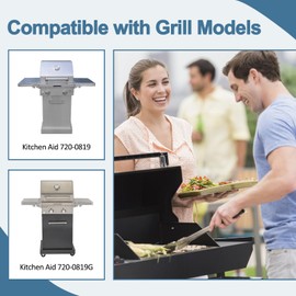 Adviace Grill Parts for Kitchenaid 720-0819, 720-0819G 2 Burner Gas Grill, Grill Grates Heat Plates Burners Kit for Kitchenaid BBQ 720-0819, Kitchenaid 720-0819G Costco