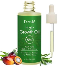 Dersie Hair Growth Oil with Batana & Rosemary – 10-in-1 Organic Vegan Treatment for Hair Loss, Damage & Thinning – All Hair Types – 2 fl oz - Specification: 1 Pack