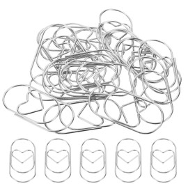 MECCANIXITY Paper Clip Heart-Shaped Cute Decorative Fun Clips Bookmarks 2 Inch Silver Tone for Organize Office Home, Pack of 20