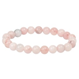 Eledoro PowerBead, Women’s Stretch Bead Bracelet, Made of 8 mm Gemstone Beads, 17 - 18 cm, gemstone, pink