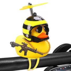 wonuu Rubber Duck Car Ornaments, Squeeze Duck Dashboard Decorations Bicycle Decor for Cycling Motorcycle & Bicycle Accessories Decorations (Bee-L&G)