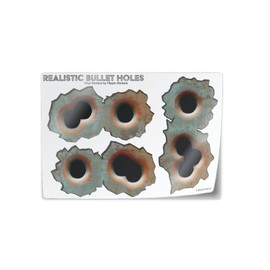 Realistic Bullet Hole (Bullethole) 3D Stickers - Large Caliber Rapid Fire Rusty Look Vinyl Decals (3 pcs, 1.5" x 3") by Flippin Stickers