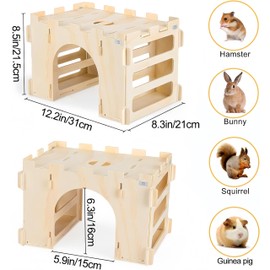Wooden Hay Rack, Rabbit Hay Feeder for Cage, Feeding Station for Rabbits, Guinea Pigs, Chinchilla, 31 x 21 x 21 cm