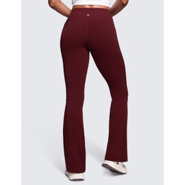 CRZ YOGA Womens Butterluxe High Waist Flare Pants 32 Inches - Yoga Bootcut Wide Leg with Pocket Lounge Red Merlot Medium