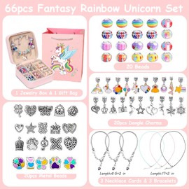 Charm Bracelet Making Kit for Girls, 68PCs Charm Bracelets Kit with Jewelry Box, Jewelry Charms, Bracelets for DIY Craft, Arts & Crafts Supplies Gift Adults and Kids, Present for 8-12 Year Old Girl Colorful (Colorful)