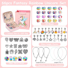 Charm Bracelet Making Kit for Girls, 68PCs Charm Bracelets Kit with Jewelry Box, Jewelry Charms, Bracelets for DIY Craft, Arts & Crafts Supplies Gift Adults and Kids, Present for 8-12 Year Old Girl Colorful (Colorful)