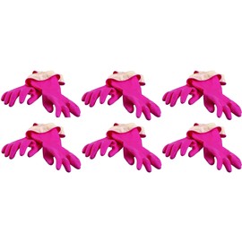 Casabella Premium Waterblock Cleaning Gloves - 6 Pair (12 Gloves) Pink - (Large)