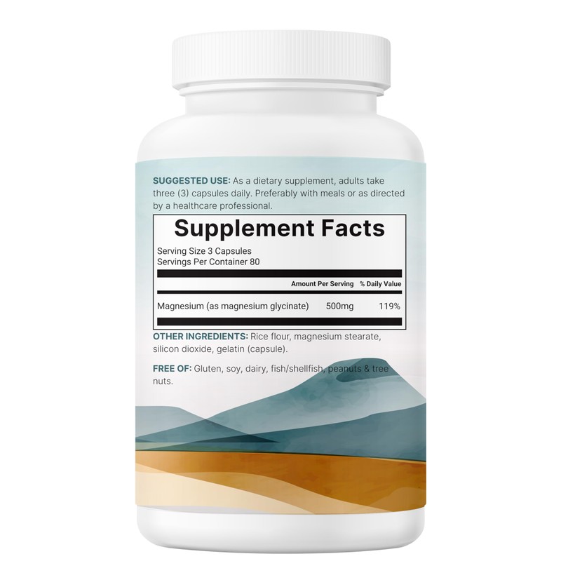 Magnesium Glycinate 500mg, 240 Capsules | 100% Chelated for Max