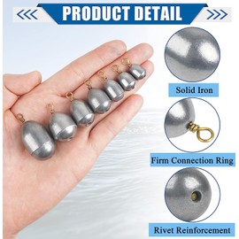 Iron Fishing Weights Tackle Kit, 48pcs Iron Sinkers Assortment with Tackle Box 7 Sizes Oval Hollow Shape Sinker Weights Bass Casting Fishing Terminal Tackle For Saltwater Freshwater