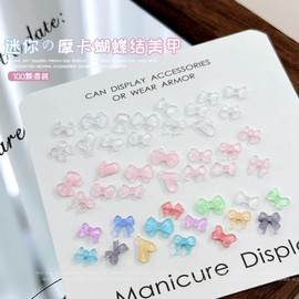 [Overseas] Mini Ribbon Parts Mini Ice Permeable Bowknot Manicure Accessories Mixed 2025 New White Free Size/0 3 colors [100 sheets mixed] 30ea