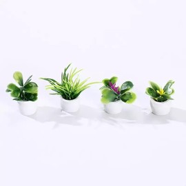 12Pcs Mini Potted Plant,Miniature Dollhouse Plants, Artificial Plastic, Mini Resin Accessories，Style randow