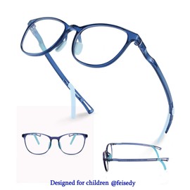 FEISEDY Kids Blue Light Blocking Glasses Children TR90 Glasses Boys Girls Adjustable Legs for Age 5-13 B2696