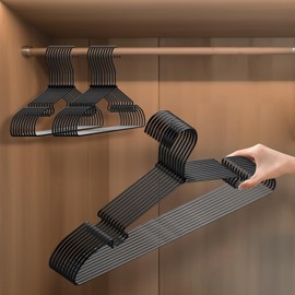 VWV 20 Pack Black Aluminum Hangers, 16.5 Inch Smooth and Durable Metal Shirt Dress Hangers, Lightweight and Sturdy Metal Hangers, Suit Jacket Dress Hangers