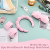 4 Pcs Women Soft Spa Headband and Wristband Set, Plush
