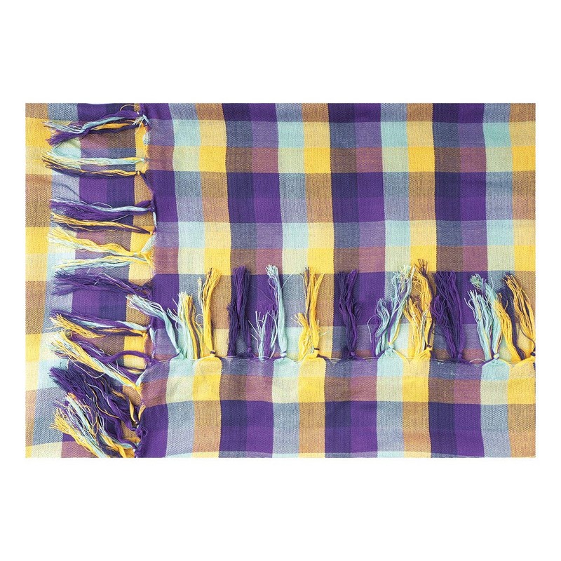 Summer Scarf Cloth Shawl Plaid Check Checked Chequered Fringe Pattern