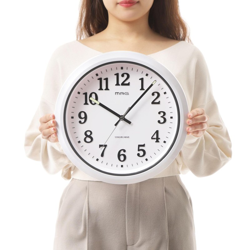 MAG W-734WH-Z Wall Clock, Radio Clock, Waterproof, Dustproof, Analog, Naya,