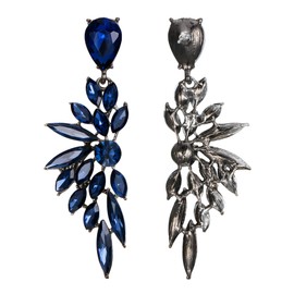 Clearine Earrings Wedding Bridal Crystal Teardrop Marquise Cluster Bling Hanging Stud Earrings for Women Clear Silver Tone, Crystal Alloy Steel