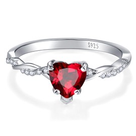 Yaresul 1.25ct Ruby Ring for Women 925 Sterling Silver Garnet Heart Ring for Women Promise Ring for Her July Birthstone Jewelry Valentine's Day Gifts Size 8